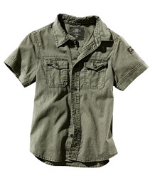 96370 Рубашка лен-х/б короткий рукав, H&M